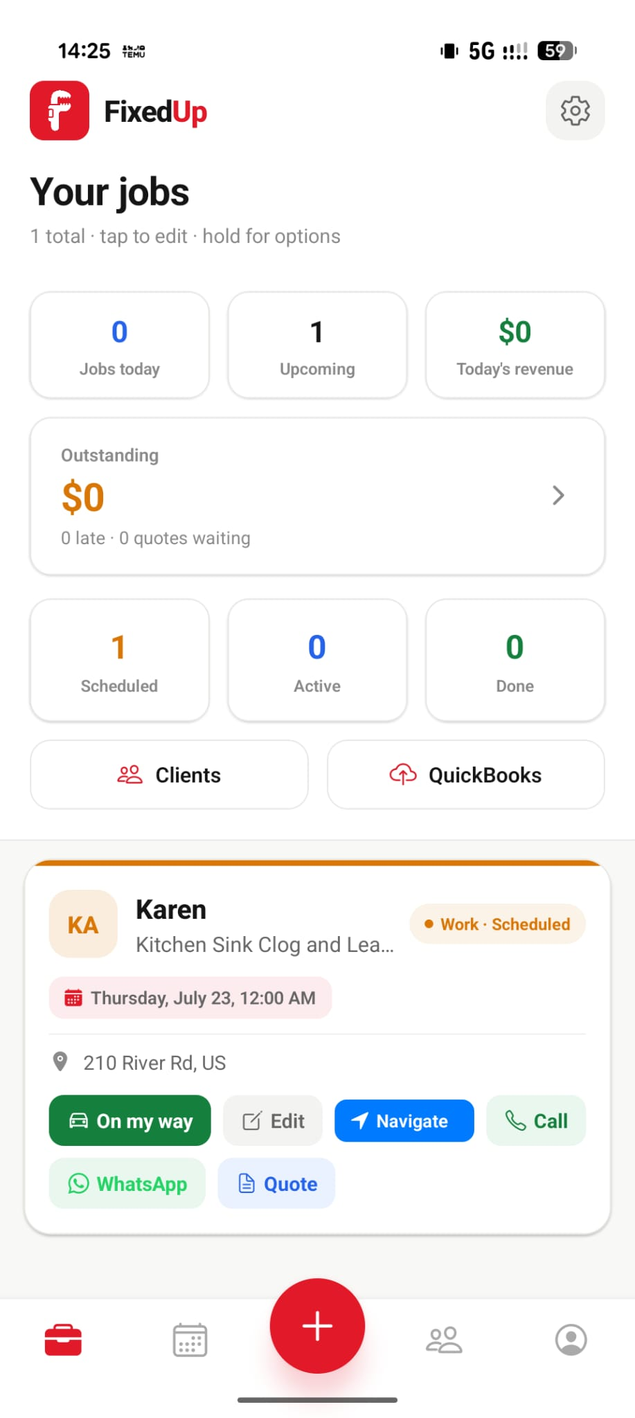 FixedUp app home screen